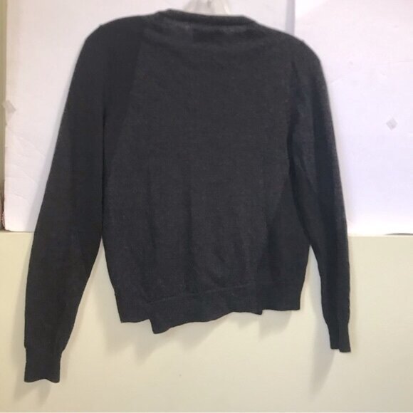 Zadig & Voltaire Wool V Neck Sweater Black Grey Asymmetrical Hem Pullover Top S - Picture 3 of 16